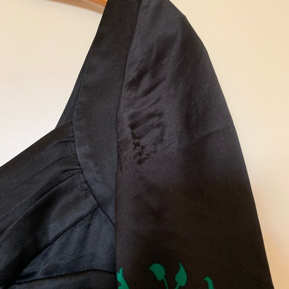 bebe 100% silk, black and green Kimono Dress. XXS - Picture 5 of 8